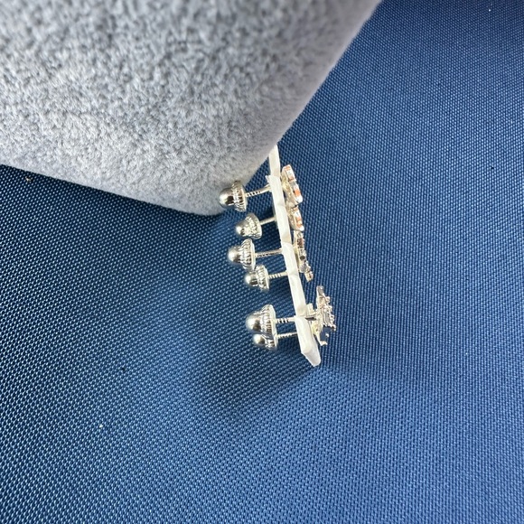 925 Italy Sterling Silver and Multicolor Stud Earring Set 3 pairs - Picture 5 of 7